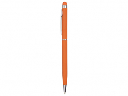 Ручка-стилус металлическая шариковая Jucy Soft soft-touch, оранжевая, вид сбоку