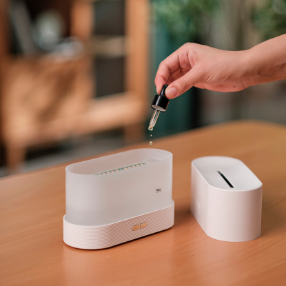 USB арома увлажнитель воздуха Flame со светодиодной подсветкой - изображением огня, белый
