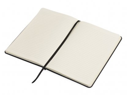 Блокнот А5 Magnet soft-touch с магнитным держателем для ручки, черный, открытый