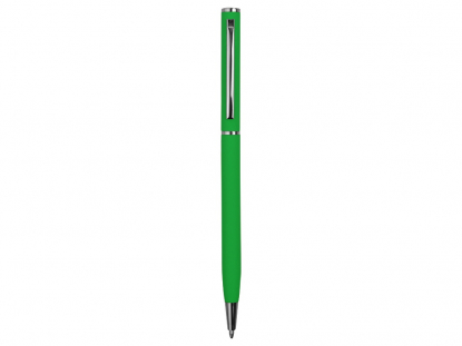 Ручка металлическая шариковая Атриум софт-тач, зелёная, общий вид