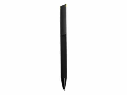 Ручка металлическая шариковая Taper Metal soft-touch, черная с желтым