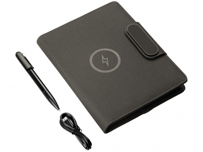 Подарочный набор Twilight, органайзер А5 с беспроводной зарядкой и металлическая шариковая ручка со светящимся логотипом