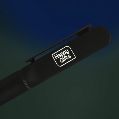 Ручка шариковая NEO с подсветкой после гравировки, soft touch, черная