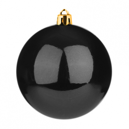 Пластиковый елочный шар, 80 мм, чёрный глянцевый