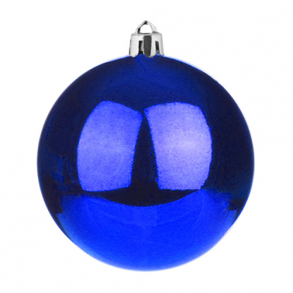 Пластиковый елочный шар, 80 мм, синий глянцевый