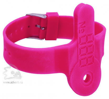 Силиконовый браслет для ключей с кармашком, ярко-розовый