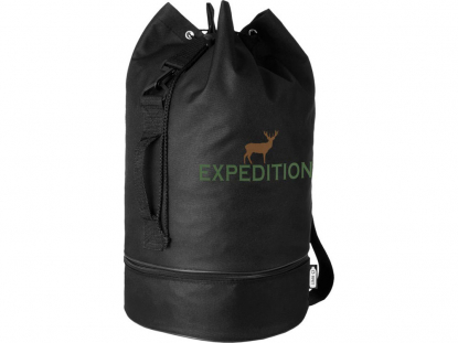 Спортивная сумка Idaho из переработанного PET-пластика, черная, пример нанесения