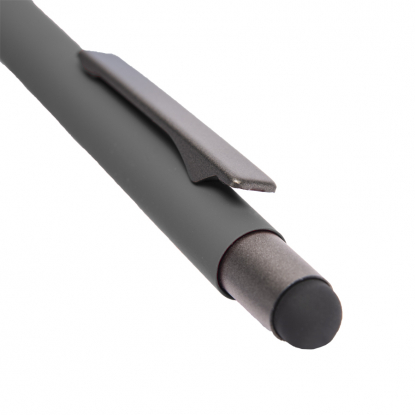 Ручка шариковая FACTOR GRIP со стилусом, серый меланж