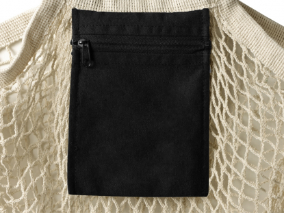 Сумка-авоська для шопинга Mesh хлопковая, натуральная с черным