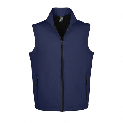 Жилет мужской софтшелл RACE BW MEN 280, темно-синий, растегнутый