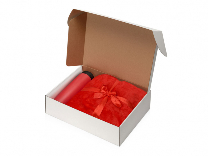 Подарочный набор Dreamy hygge с пледом и термокружкой, красный, в коробке