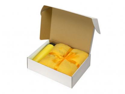 Подарочный набор Dreamy hygge с пледом и термокружкой, желтый, в коробке