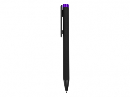 Ручка металлическая шариковая Taper Metal soft-touch, черная с фиолетовым
