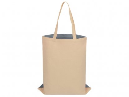 Сумка для шопинга Twin двухцветная из хлопка, 180 г/м2, серая, обратная сторона