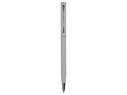 Ручка металлическая шариковая Атриум софт-тач, серебристая, общий вид