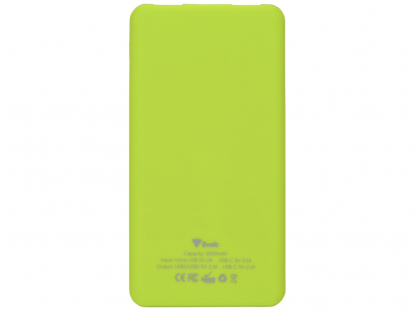 Портативное зарядное устройство Reserve с USB Type-C, 5000 mAh, зеленое, обратная сторона