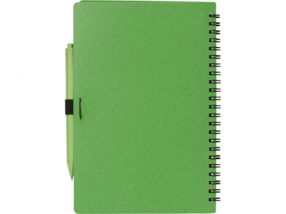 Блокнот А5 Toledo M с обложкой из пшеницы и пластика и шариковой ручкой, зеленый