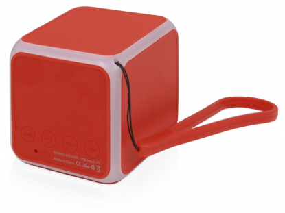 Портативная колонка Cube с подсветкой, красная, обратная сторона