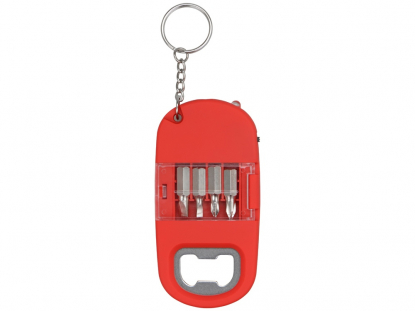 Брелок-открывалка с отвертками и фонариком Uni софт-тач, красный