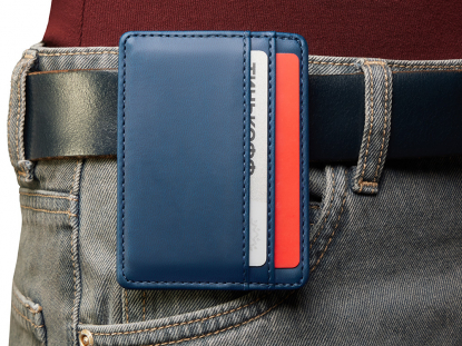 Картхолдер для двух карт и наличных денег с зажимом Crave, темно-синий