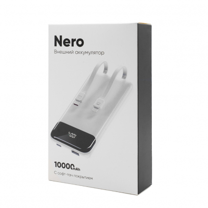 Внешний аккумулятор Nero с быстрой зарядкой, 10000 mAh, белый