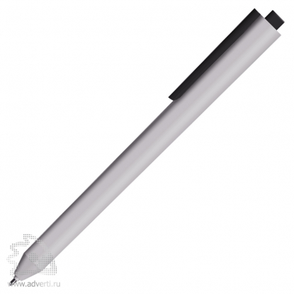 Шариковая ручка Chalk Metallic Silver, серебристая с черным клипом