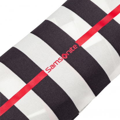 Зонт складной R Pattern в полоску, механический, 3 сложения, красный, логотип на чехле