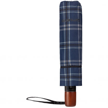 Зонт складной Wood Classic S с прямой ручкой, автомат, 3 сложения, синий, в чехле