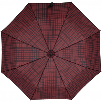 Зонт складной Wood Classic S с прямой ручкой, автомат, 3 сложения, красный, купол