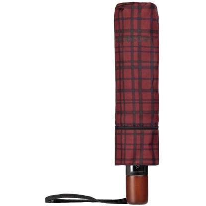 Зонт складной Wood Classic S с прямой ручкой, автомат, 3 сложения, красный, в чехле