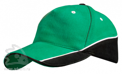 Бейсболка Leela Combo Heavy, зеленая с черным