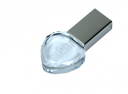 Флеш-накопитель Сердце, под гравировку 3D логотипа, под гравировку 3D логотипа, белый