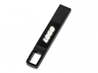 USB 2.0- флешка на 32 Гб c подсветкой логотипа Hook LED, белая подсветка, белая подсветка