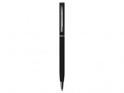 Ручка металлическая шариковая Атриум софт-тач, черная, общий вид