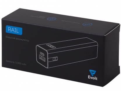 Внешний аккумулятор Rail c дисплеем, 5000 mAh, коробка