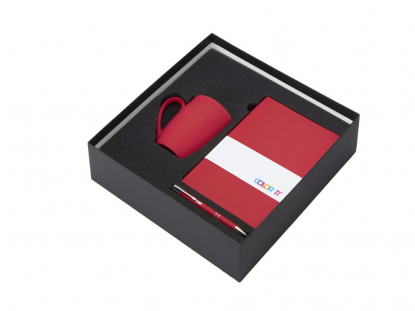Подарочный набор COLOR IT с блокнотом, металлической ручкой и кружкой, красный