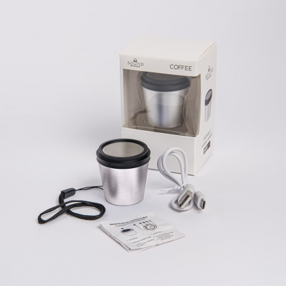 Портативная mini Bluetooth-колонка Sound Burger Coffee, серебристая