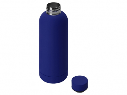 Вакуумная термобутылка Cask, soft-touch, синяя