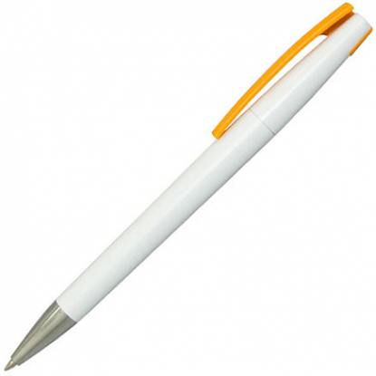 Ручка шариковая Zorro, пластиковая, белая с желтым