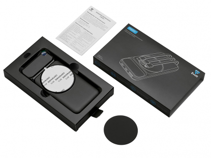 Магнитный беспроводной внешний аккумулятор со встроенными кабелями Мэни, 10000 мАч, черный