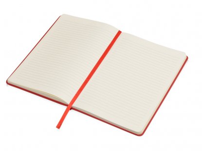 Блокнот А5 Magnet soft-touch с магнитным держателем для ручки, красный, открытый