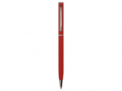 Ручка металлическая шариковая Атриум софт-тач, красная, общий вид