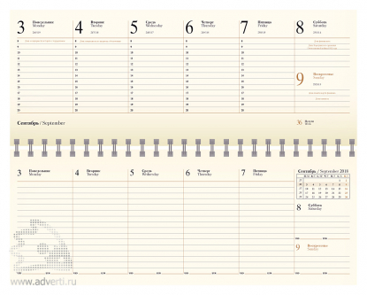 Внутренний блок датированного планинга (298х140 мм), тонированный