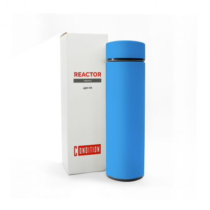 Термос Reactor s с датчиком температуры и покрытием софт тач, голубой