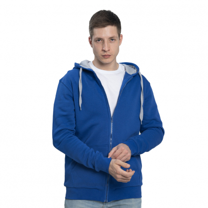 Толстовка-кенгуру с капюшоном на молнии New Gen 320, унисекс, ярко-синяя