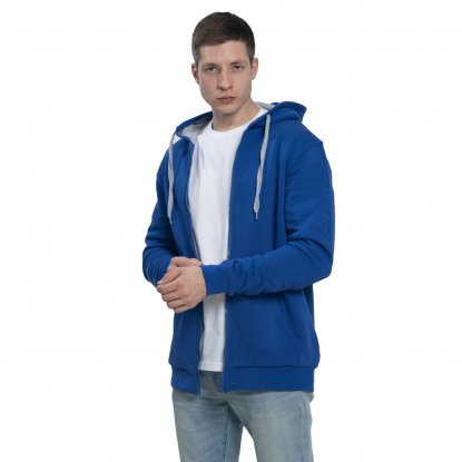 Толстовка-кенгуру с капюшоном на молнии New Gen 320, унисекс, ярко-синяя