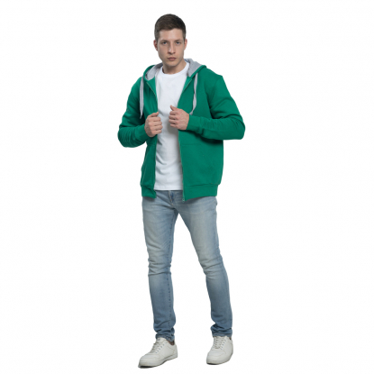 Толстовка-кенгуру с капюшоном на молнии New Gen 320, унисекс, зеленая