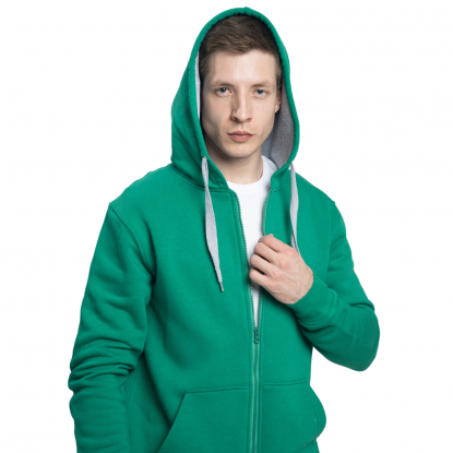 Толстовка-кенгуру с капюшоном на молнии New Gen 320, унисекс, зеленая