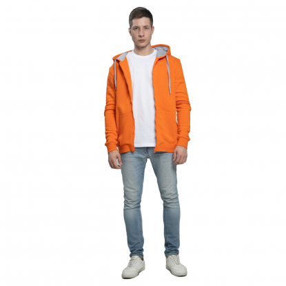 Толстовка-кенгуру с капюшоном на молнии New Gen 320, унисекс, оранжевая