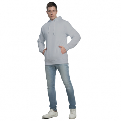 Толстовка с капюшоном без молнии, унисекс, серебристая